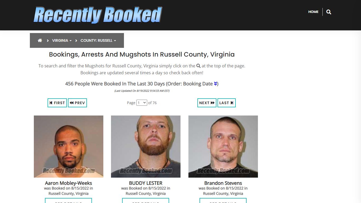 Recent bookings, Arrests, Mugshots in Russell County, Virginia